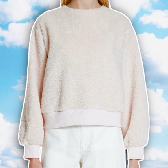 Vince Sweaters - VINCE Oversized Cozy Fleece Pullover Sweater Blush Pastel Teddy Bear Faux Fur